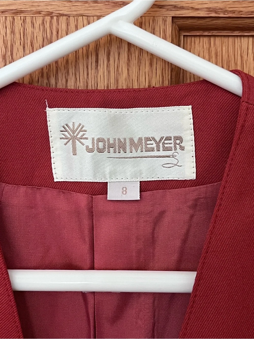Vintage John Meyer Women's Deep Red Two-Piece Skirt Suit